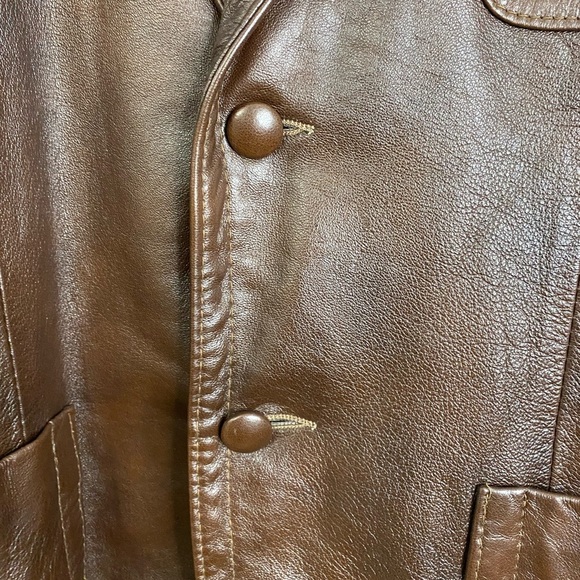 VINTAGE REGENT MTG LTD MENS TWO BUTTON UP 3 POCKET BROWN LEATHER JACKET  40 TALL - Picture 9 of 15